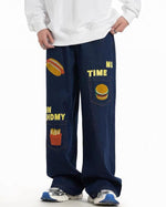 Cute patterned loose denim trousers Size:M