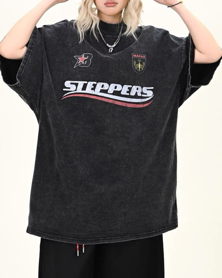 Lettering print crew neck short sleeves