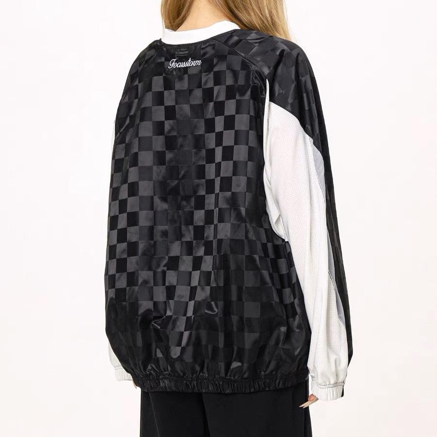 復古拼接寬鬆長袖