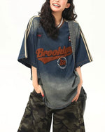 水洗刺綉牛仔短袖