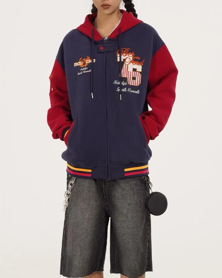 Retro hooded baseball uniform