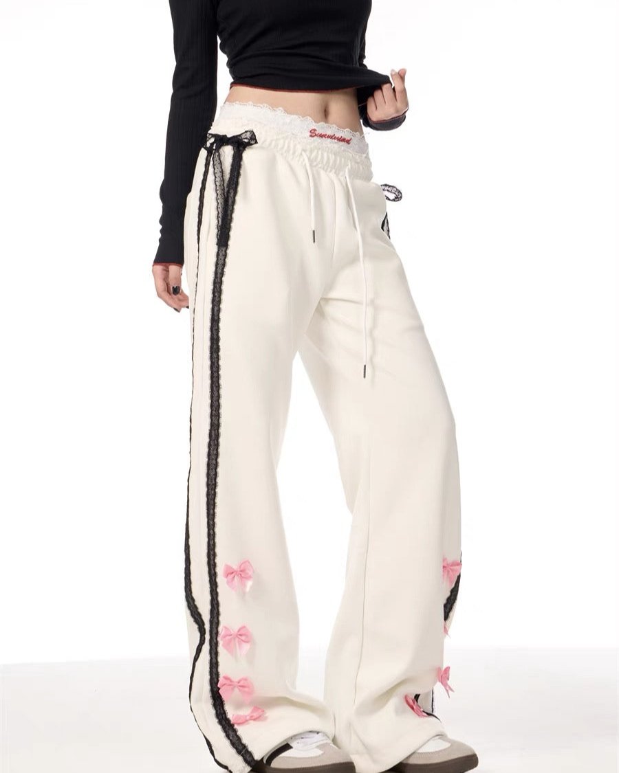 Cute embroidered casual trousers