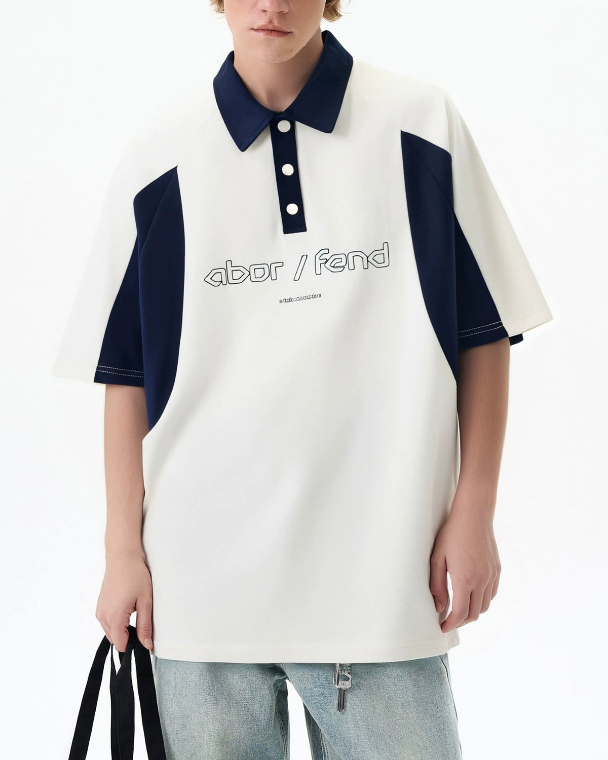 Contrast color lapel short sleeves