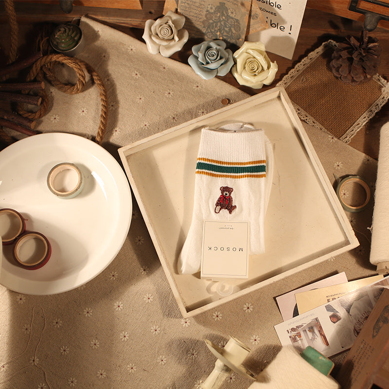 彩色條紋中筒襪