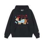 復古臘腸狗刺綉連帽衛衣