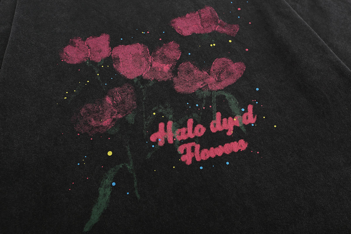 아메리칸 레트로 꽃무늬 반소매