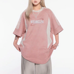 아메리칸 레트로 패치워크 대비 반소매