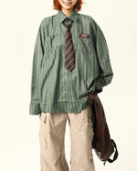 美式復古簡約條紋襯衫