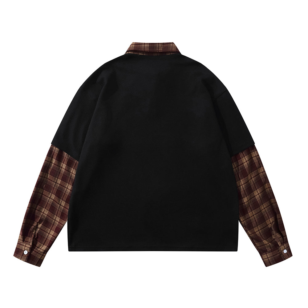 Long-sleeved polo shirt with detachable tie