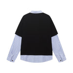 Spliced fake two-piece long sleeves