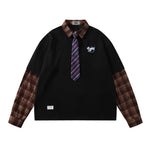 Long-sleeved polo shirt with detachable tie