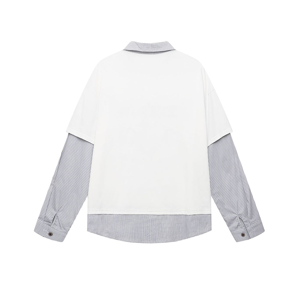 Spliced fake two-piece long sleeves