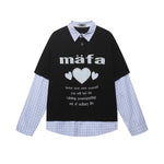 Spliced fake two-piece long sleeves