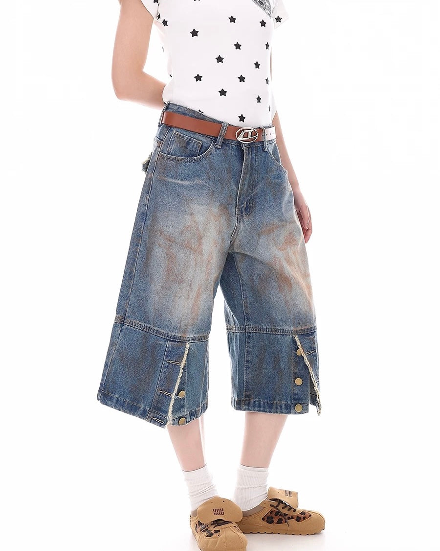 retro simple denim shorts