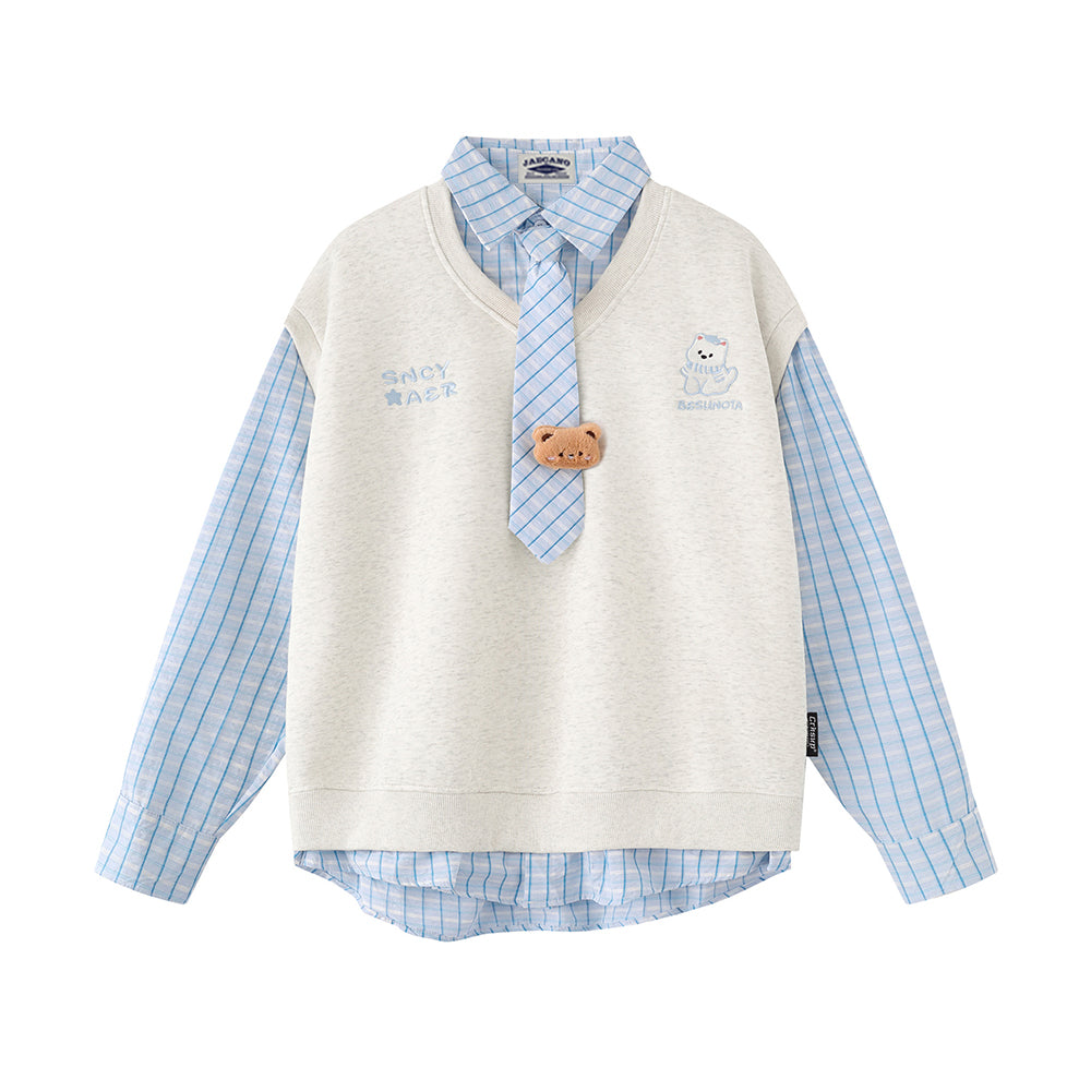 復古拼接假兩件衛衣