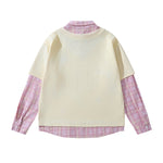 Fake two-piece plaid sweatshirt