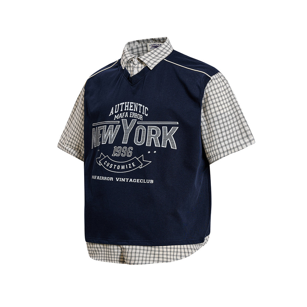 假兩件拼接短袖