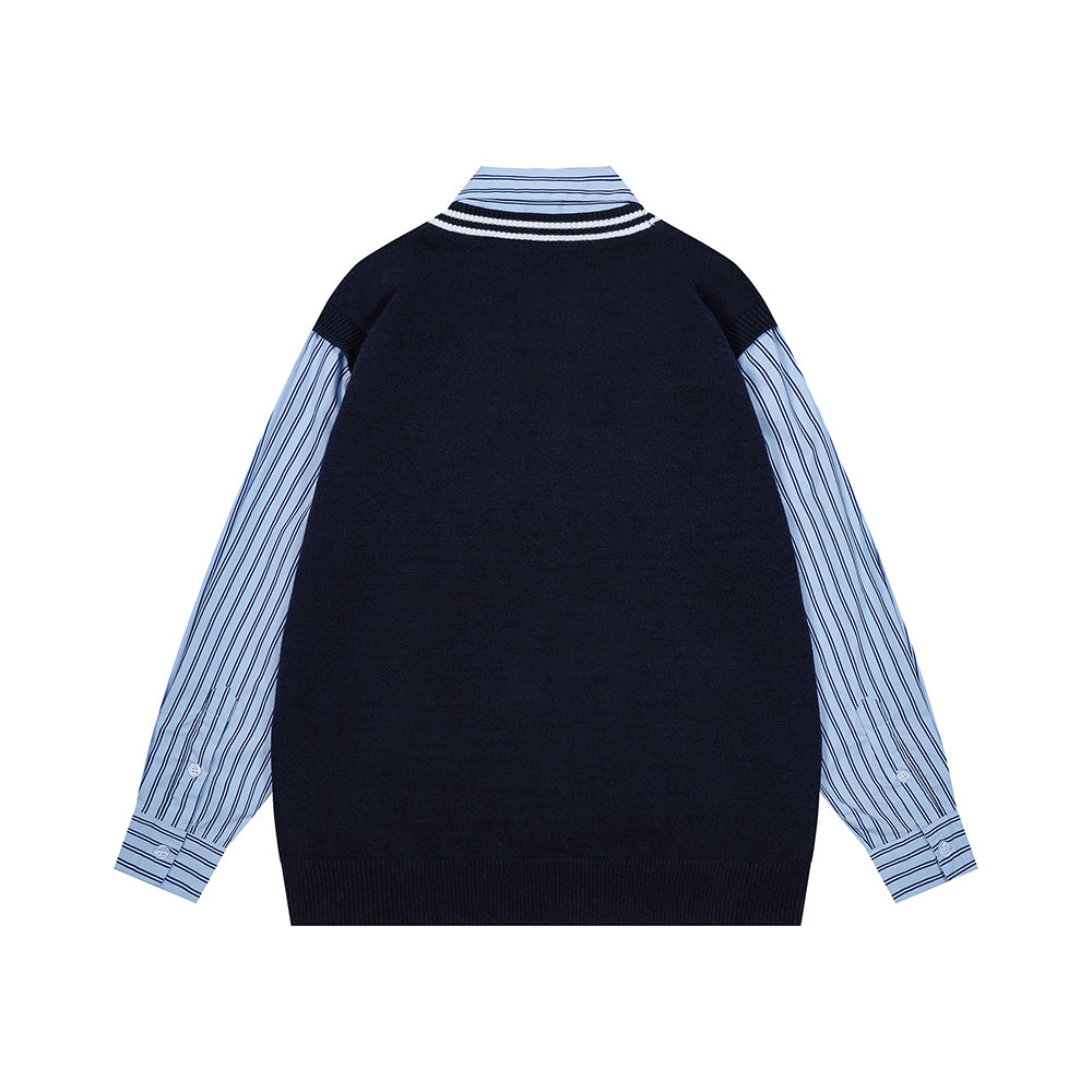 Fake two-piece striped sweater