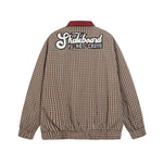 撞色拼接格子外套