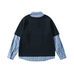 Fake two-piece plaid sweatshirt