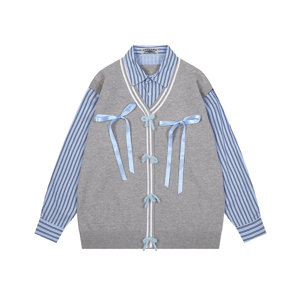 Fake two-piece striped sweater