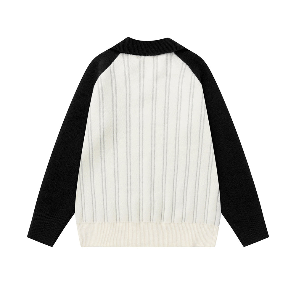 撞色套頭毛衣