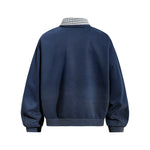 Retro collared faux two-piece sweatshirt