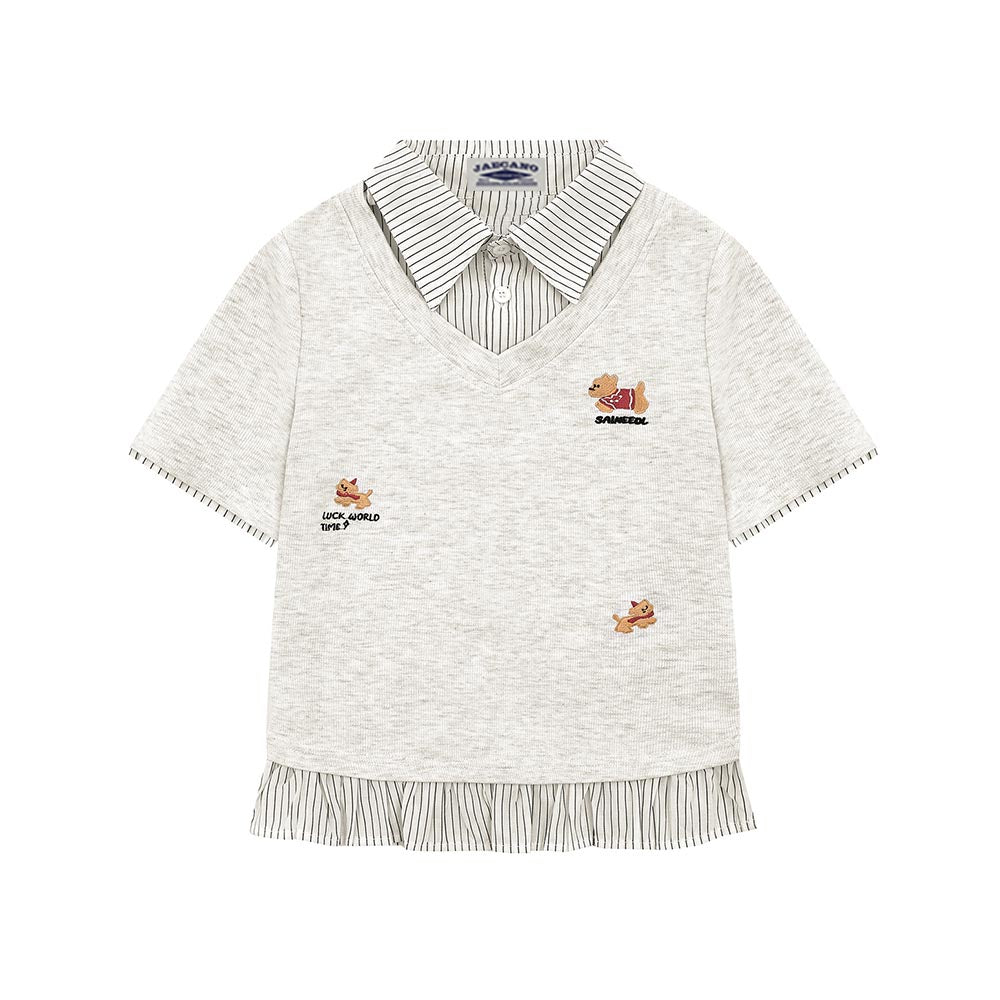 American style fake two-piece short sleeves (women's)