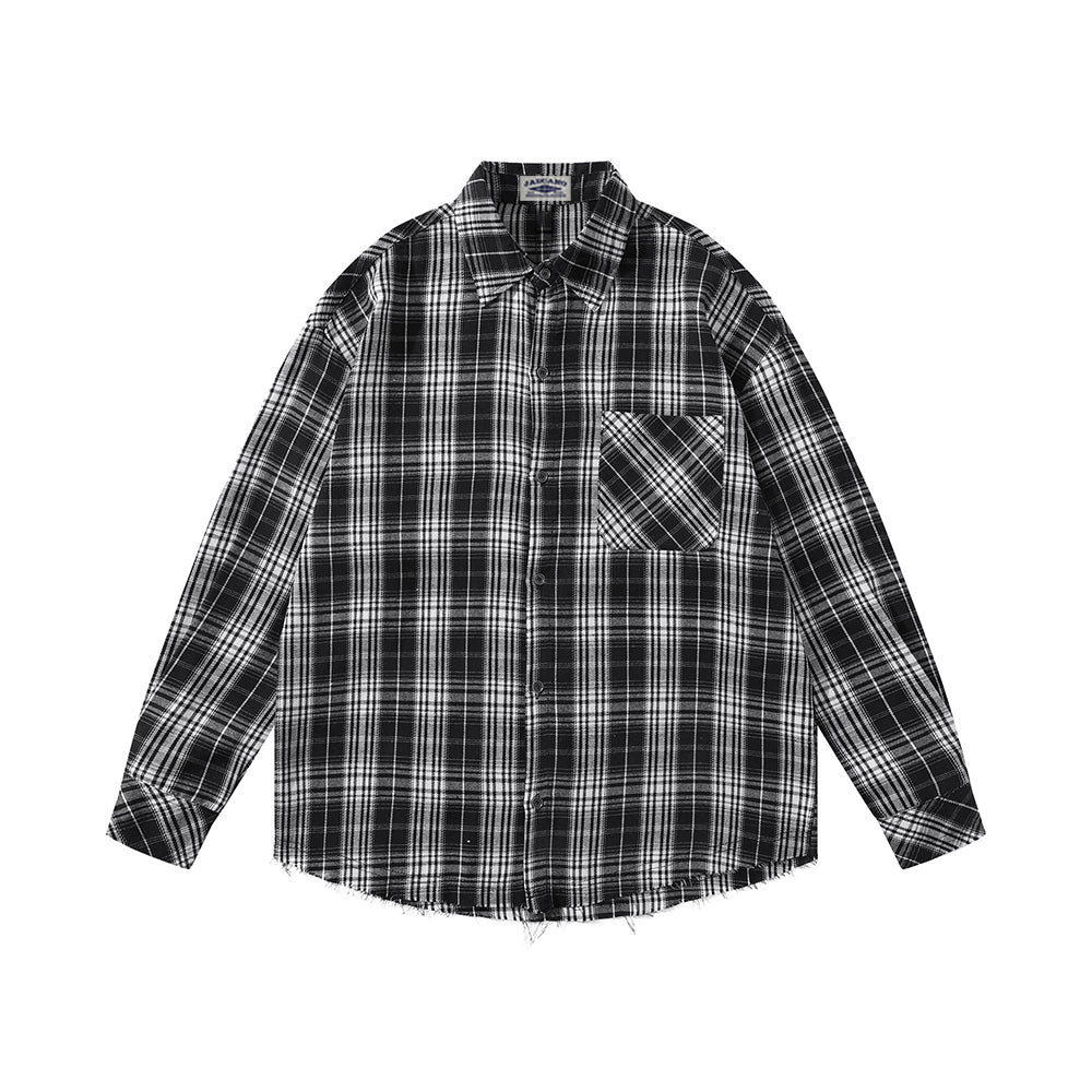 Plaid casual long-sleeved shirt