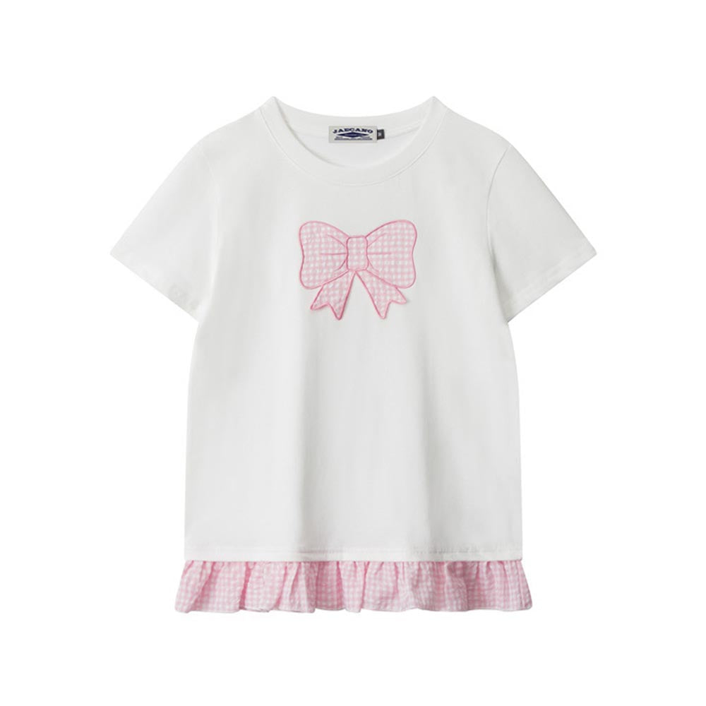 Bowknot patchwork short sleeves (women's)