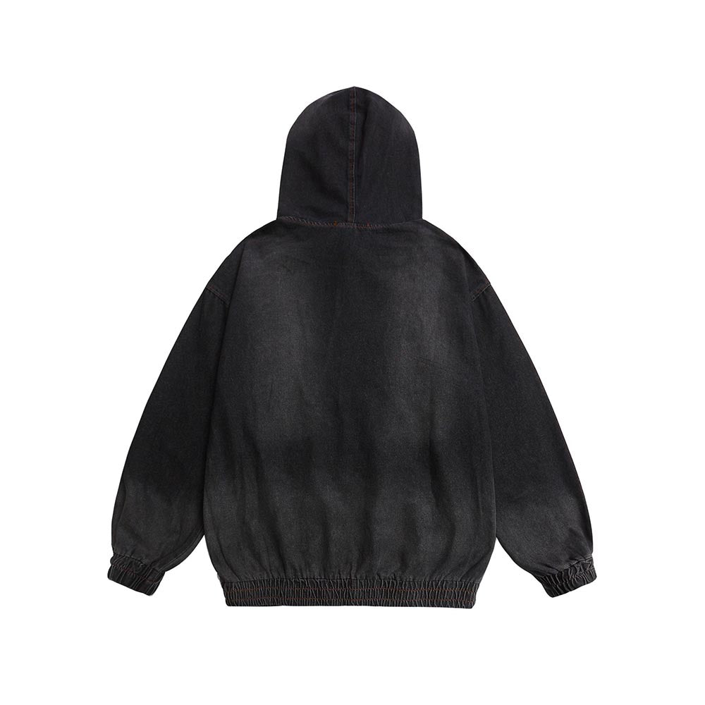 刺綉牛仔連帽衛衣