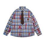 復古格子長袖襯衫