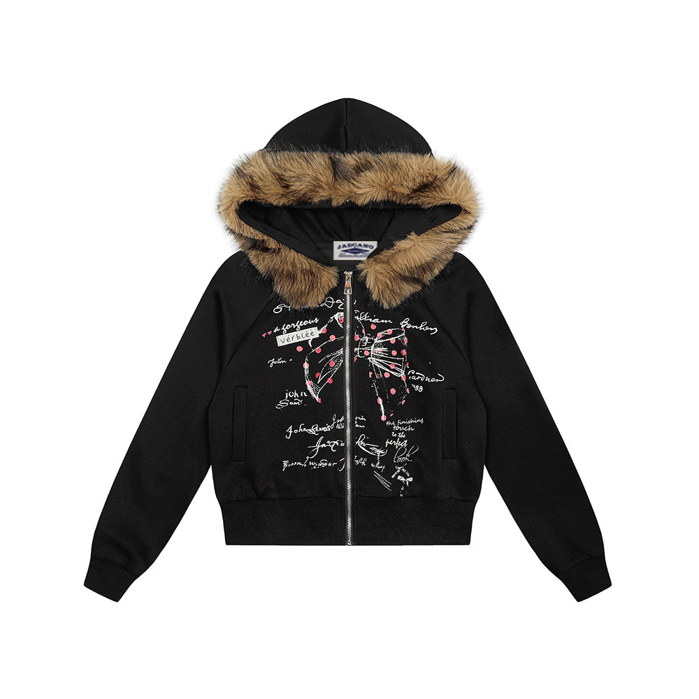 Retro hooded sweatshirt jacket