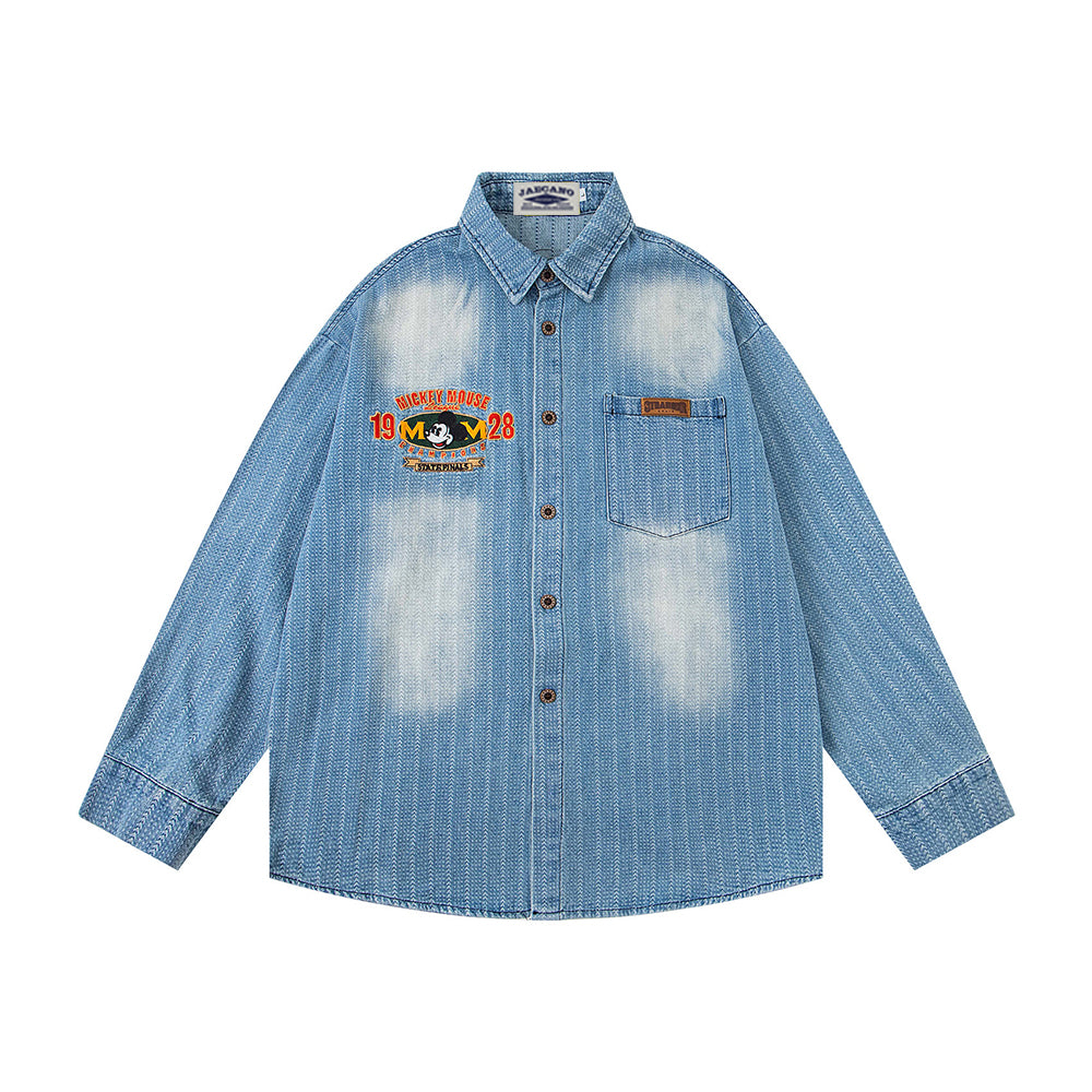 復古水洗牛仔襯衫