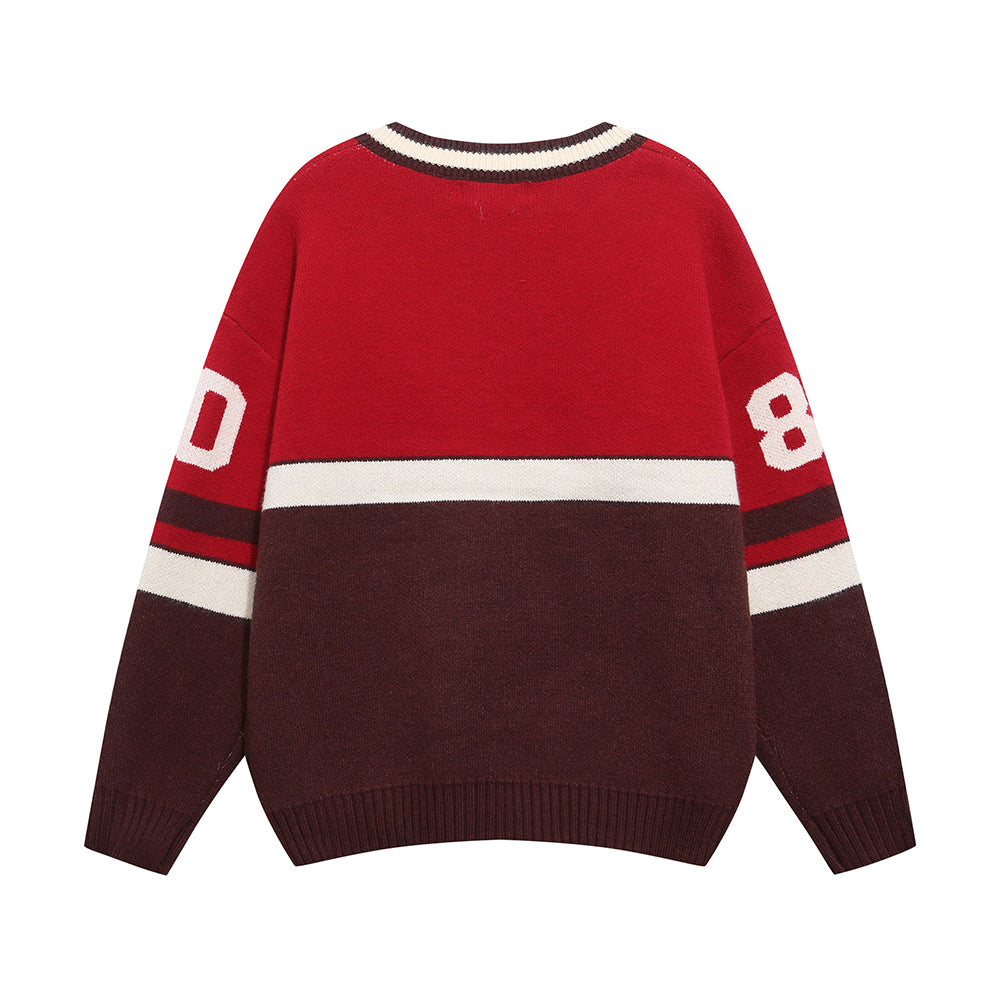 復古拼色針織衫