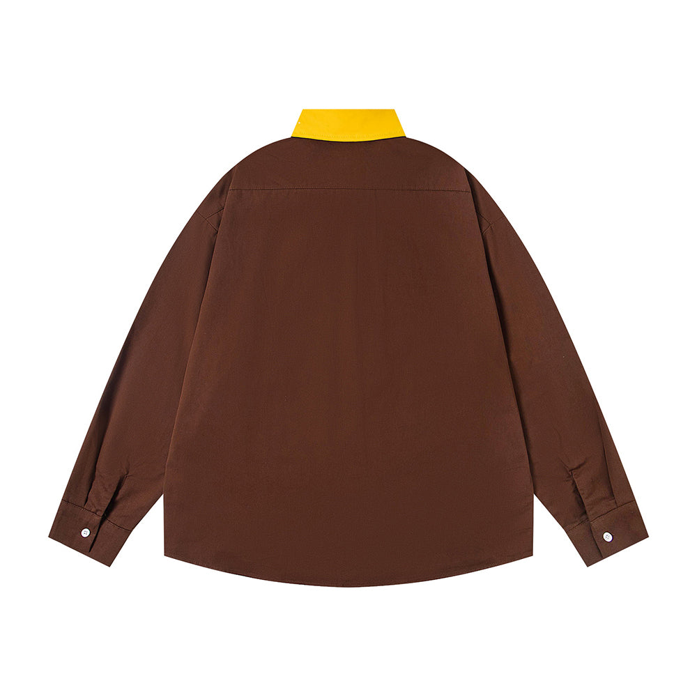 Fun color-block long-sleeved shirt