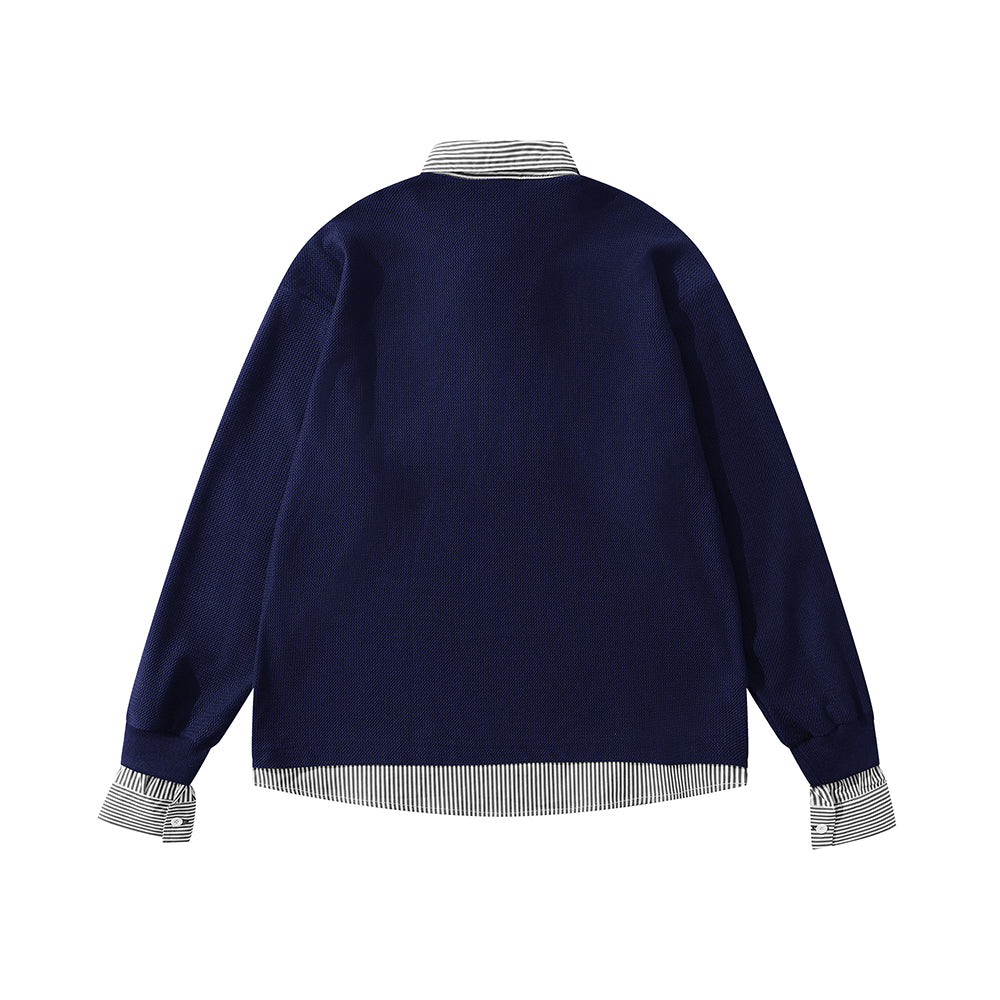 Beaded fake two-piece casual long sleeves