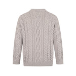 菱形格麻花辮套頭毛衣