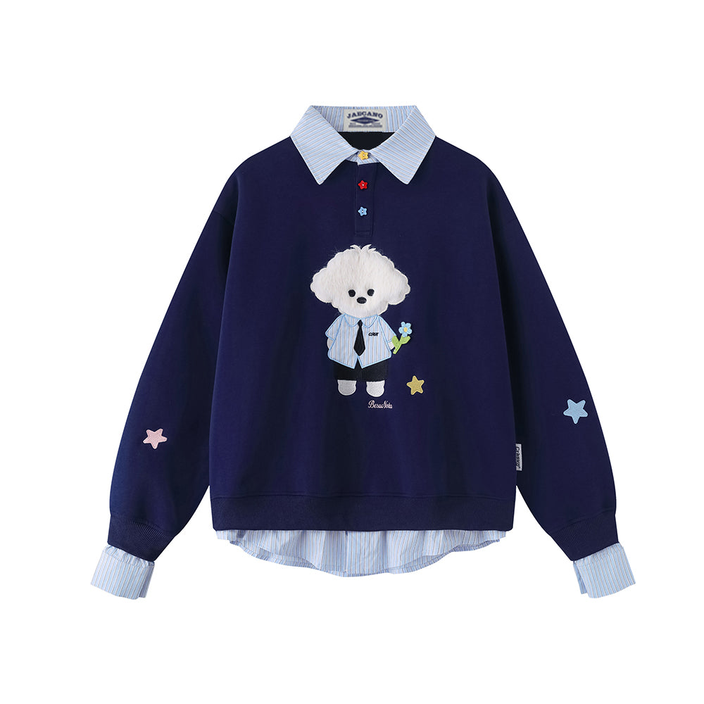 Bear embroidered two-piece sweatshirt