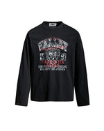 Retro distressed printed long-sleeved shirt
