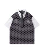 Faux Two-Piece Tie Short Sleeve