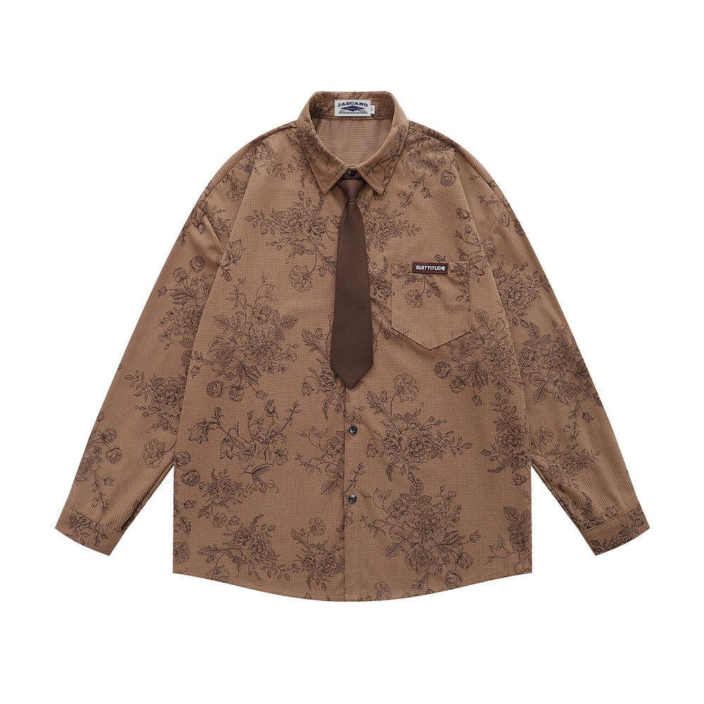 Floral Tie Long Sleeve Shirt