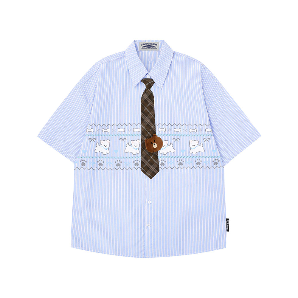 卡通小狗短袖襯衫