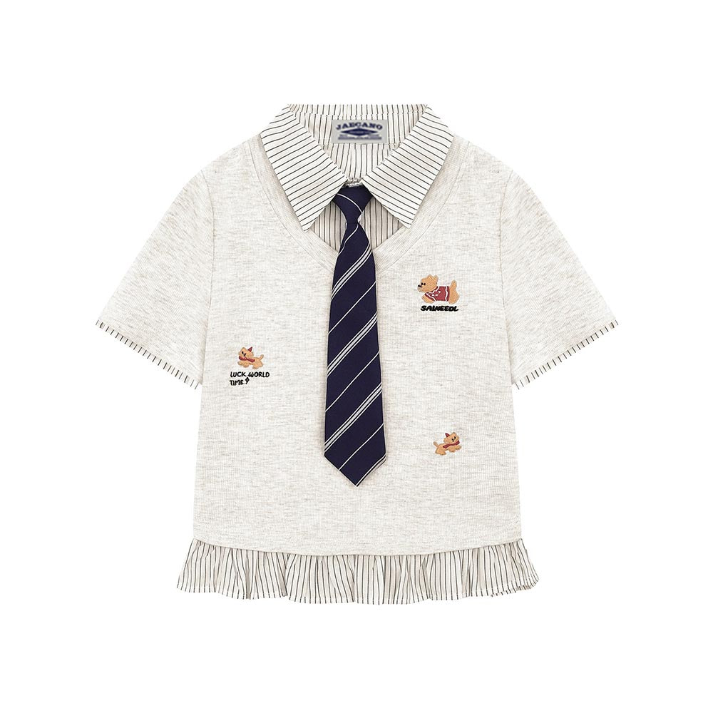 American style fake two-piece short sleeves (women's)