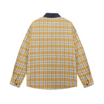 컬러블록 플레드 자수 셔츠