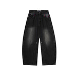 Retro patchwork denim trousers