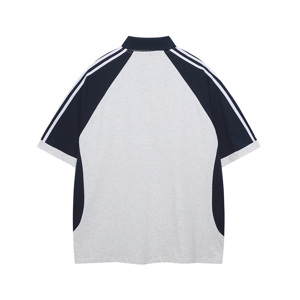 레트로 콘트라스트 폴로 반소매