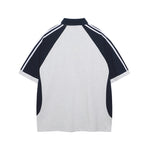 레트로 콘트라스트 폴로 반소매