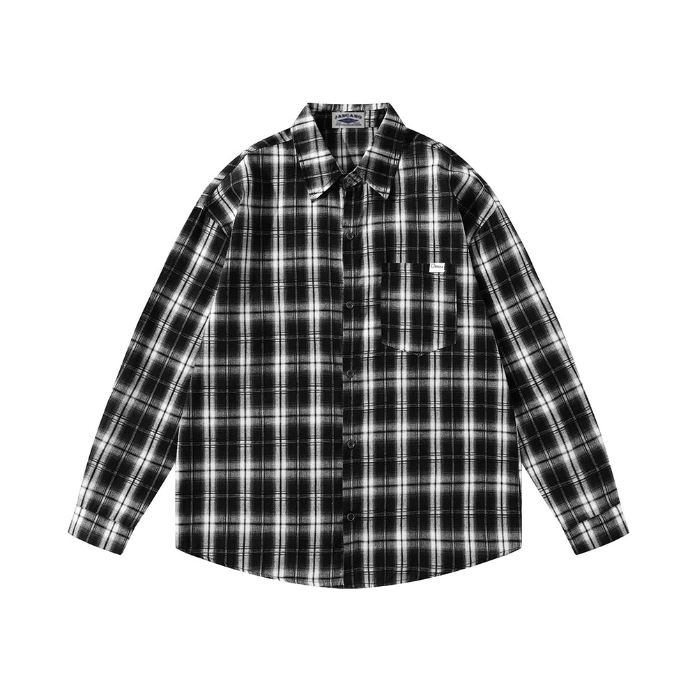 Retro simple plaid long-sleeved shirt