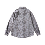 ripped plaid long-sleeved shirt